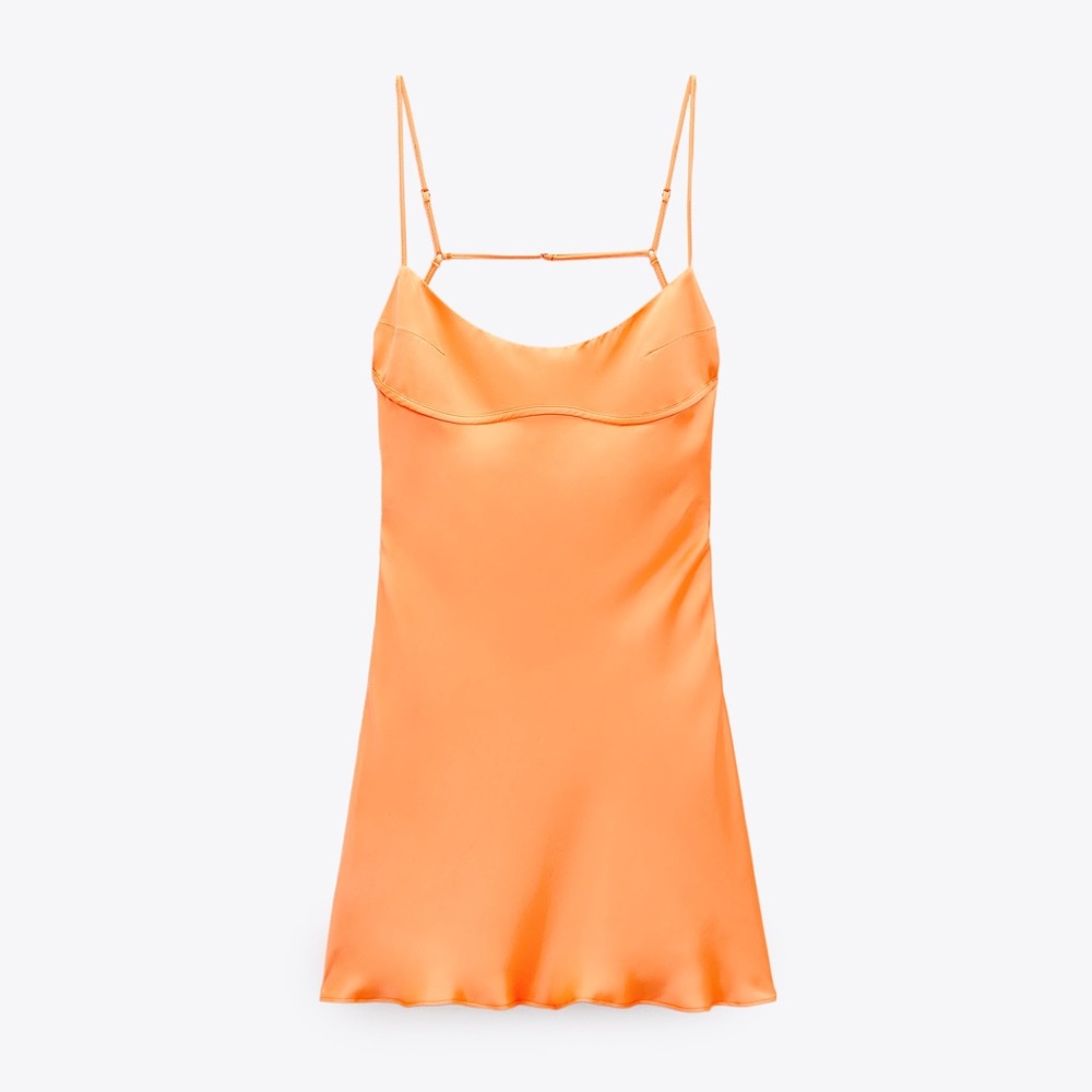 ZARA SATIN EFFECT CUT OUT DRESS